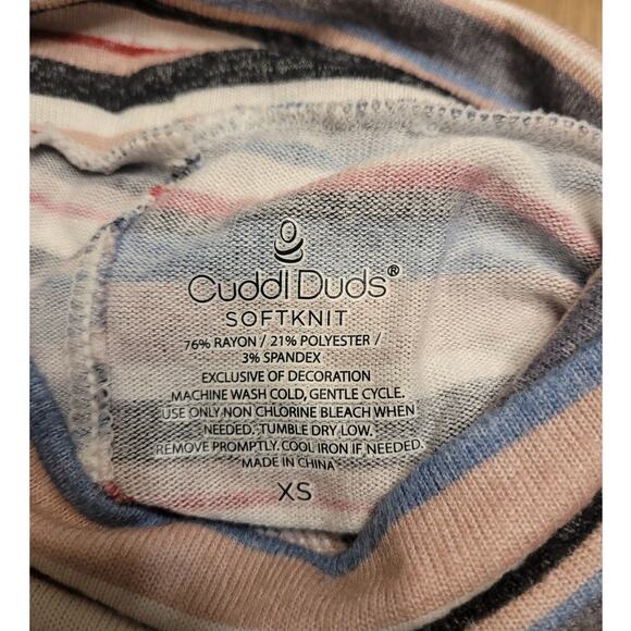 Cuddl Duds Softwear Cowl Neck Tunic Top XS Striped Long Sleeve Thumbholes EUC - Picture 6 of 10